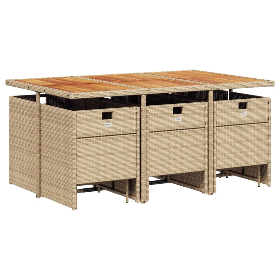 Ensemble à manger de jardin et coussins 11 pcs beige poly rotin - 3