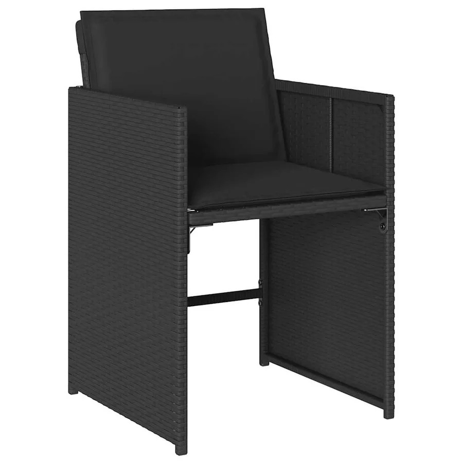 Ensemble à manger de jardin 9pcs coussins noir résine tressée - 5