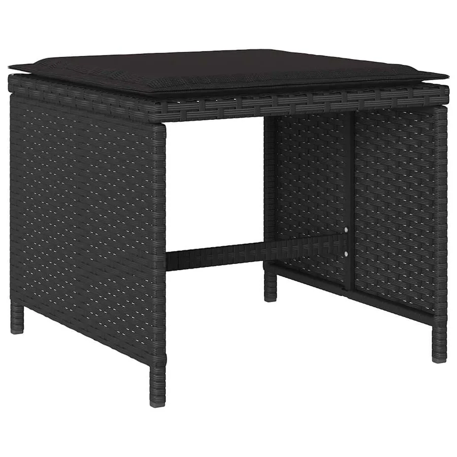 Ensemble à manger de jardin 9pcs coussins noir résine tressée - 6