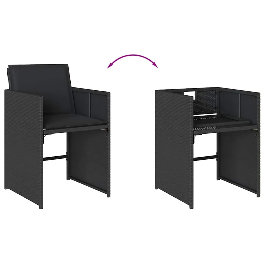 Ensemble à manger de jardin 9pcs coussins noir résine tressée - 7