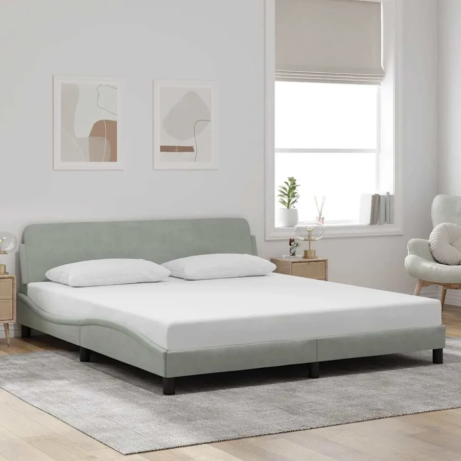 Cadre de lit Dover Gris clair 180x200 cm velours