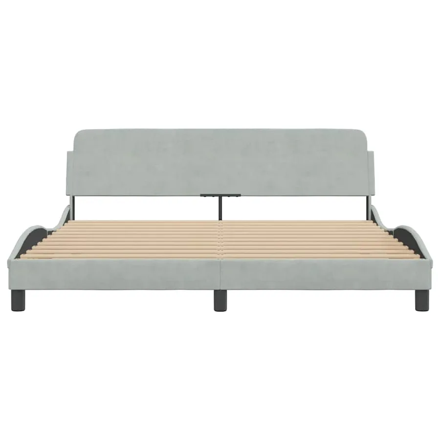 Cadre de lit Dover Gris clair 180x200 cm velours - 4