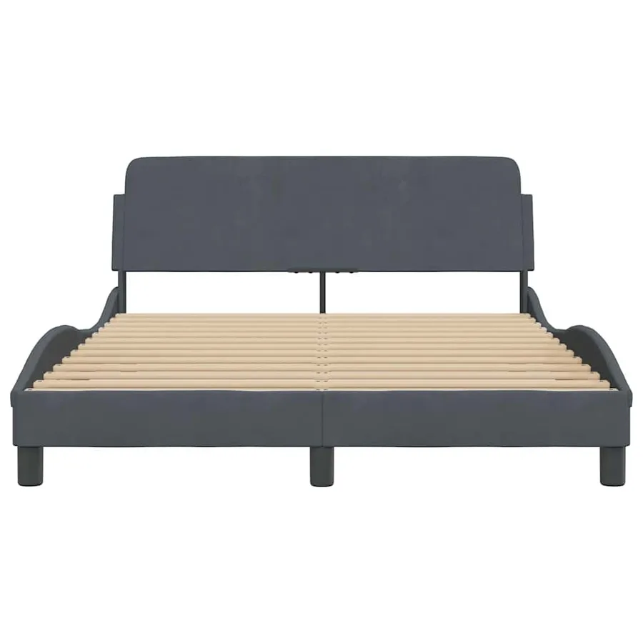 Cadre de lit Dover Gris foncé 135 x 190 cm velours - 4