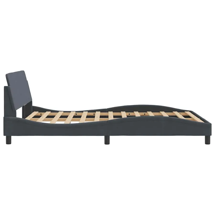 Cadre de lit Dover Gris foncé 135 x 190 cm velours - 5