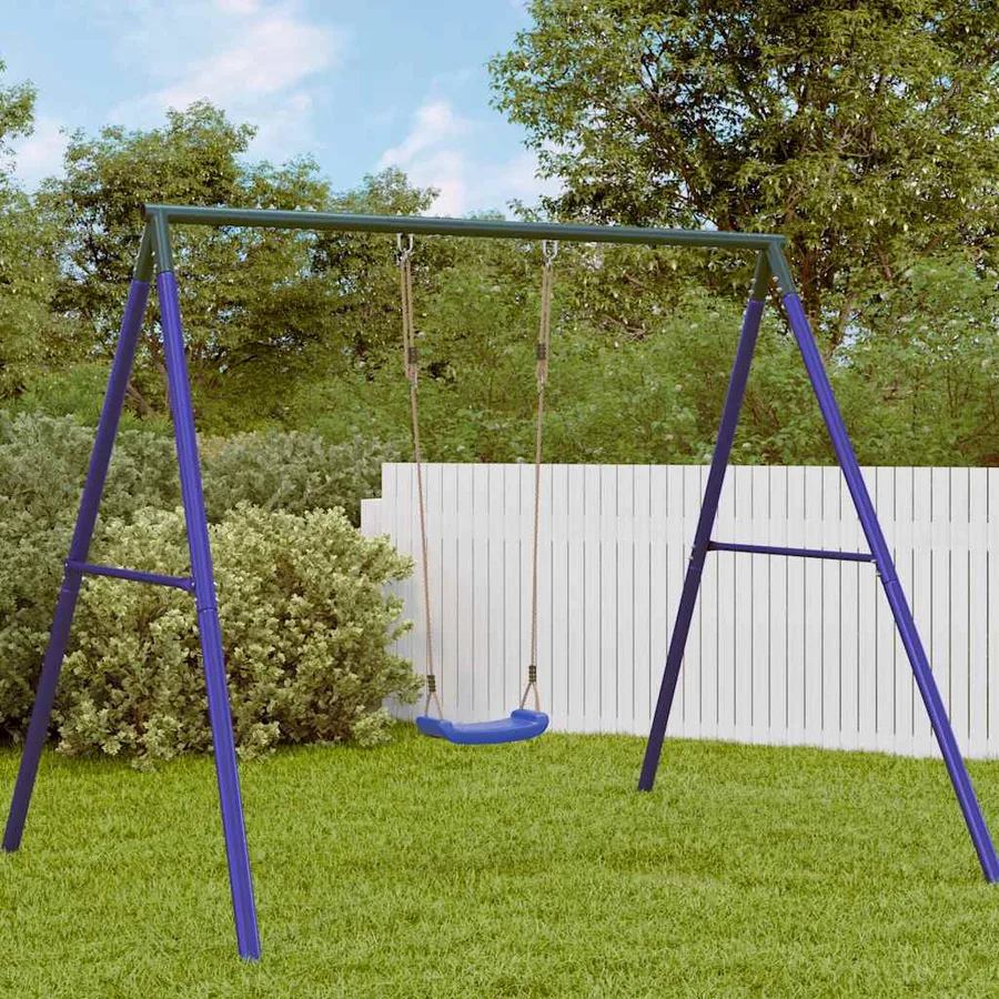 Balançoire d'extérieur d'enfants simple et corde réglable bleu - 3
