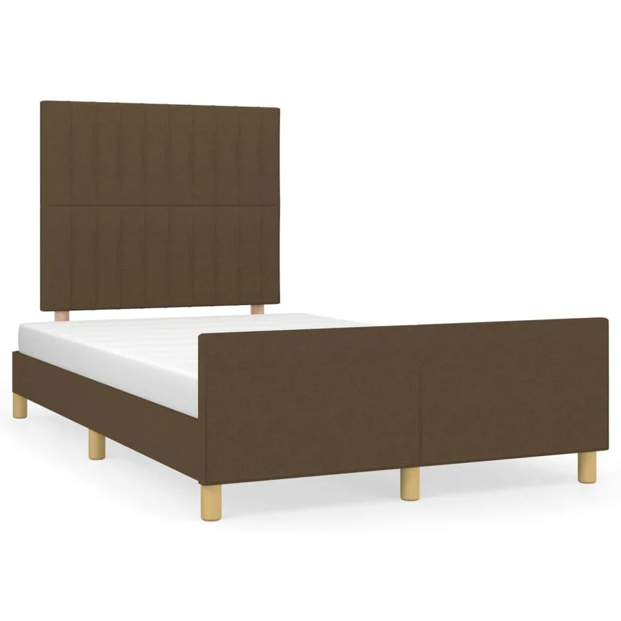 Cadre de lit sans matelas marron foncé 120x200 cm tissu - 2