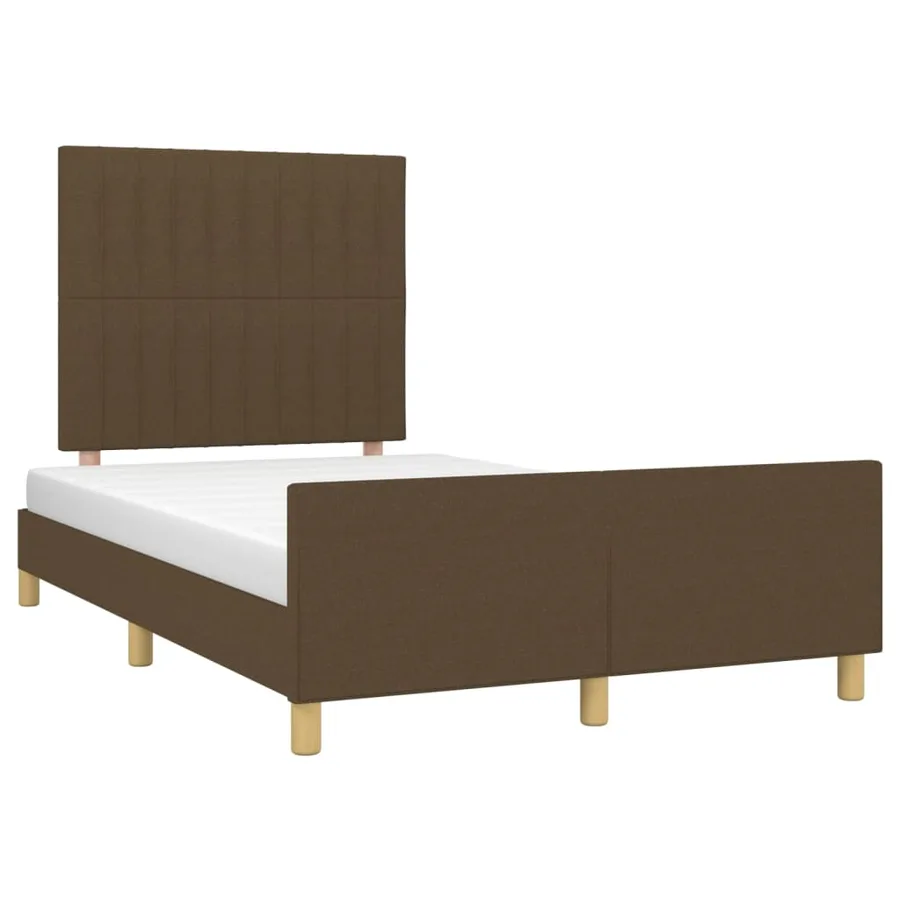 Cadre de lit sans matelas marron foncé 120x200 cm tissu - 3