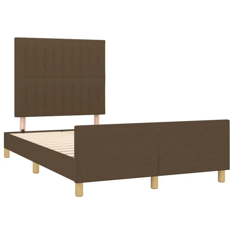 Cadre de lit sans matelas marron foncé 120x200 cm tissu - 4