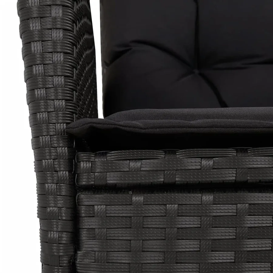 Ensemble à manger de jardin avec coussins 3 pcs Noir - 5