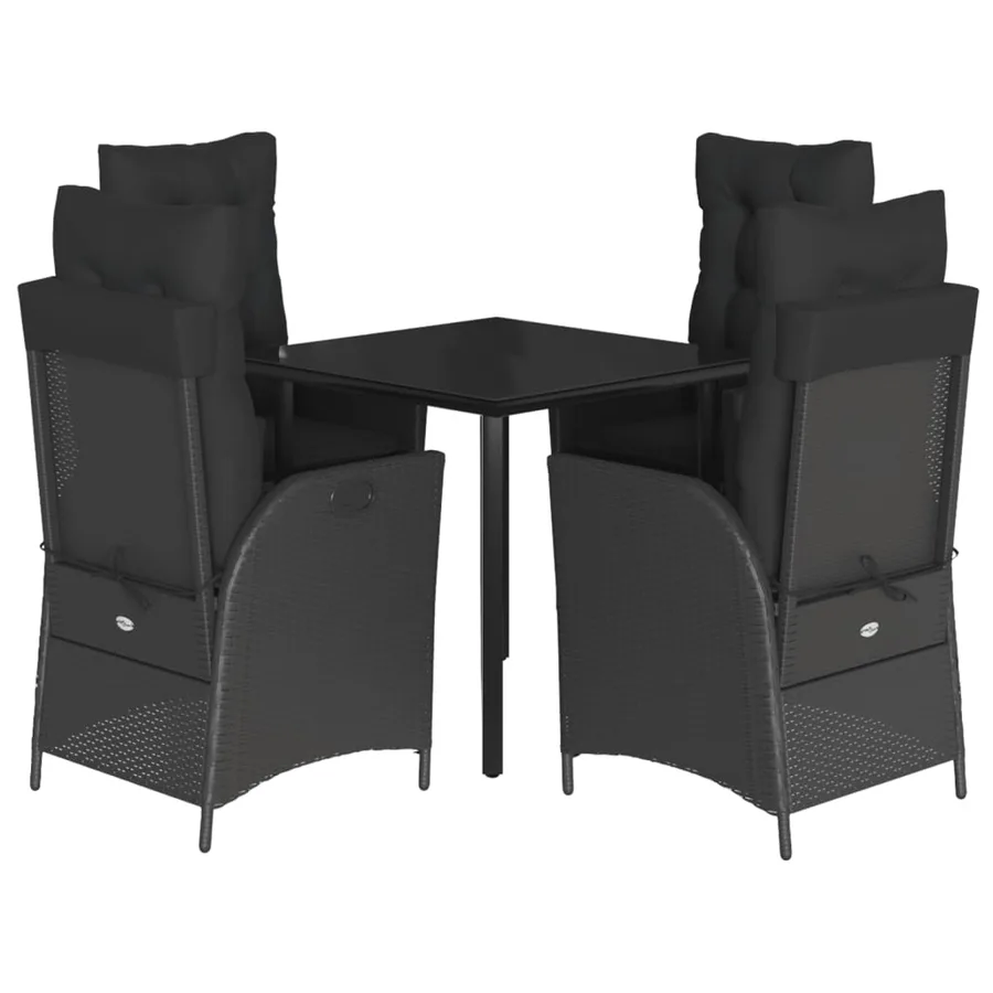 Ensemble à manger de jardin coussins 5pcs Noir Résine tressée - 2