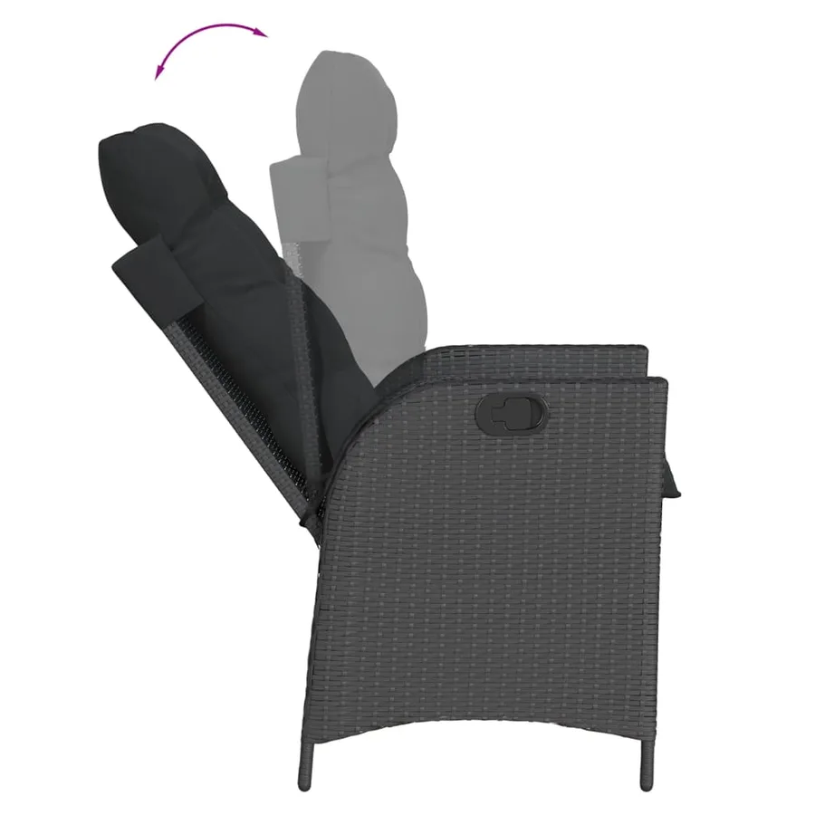Ensemble à manger de jardin coussins 7pcs Noir Résine tressée - 4