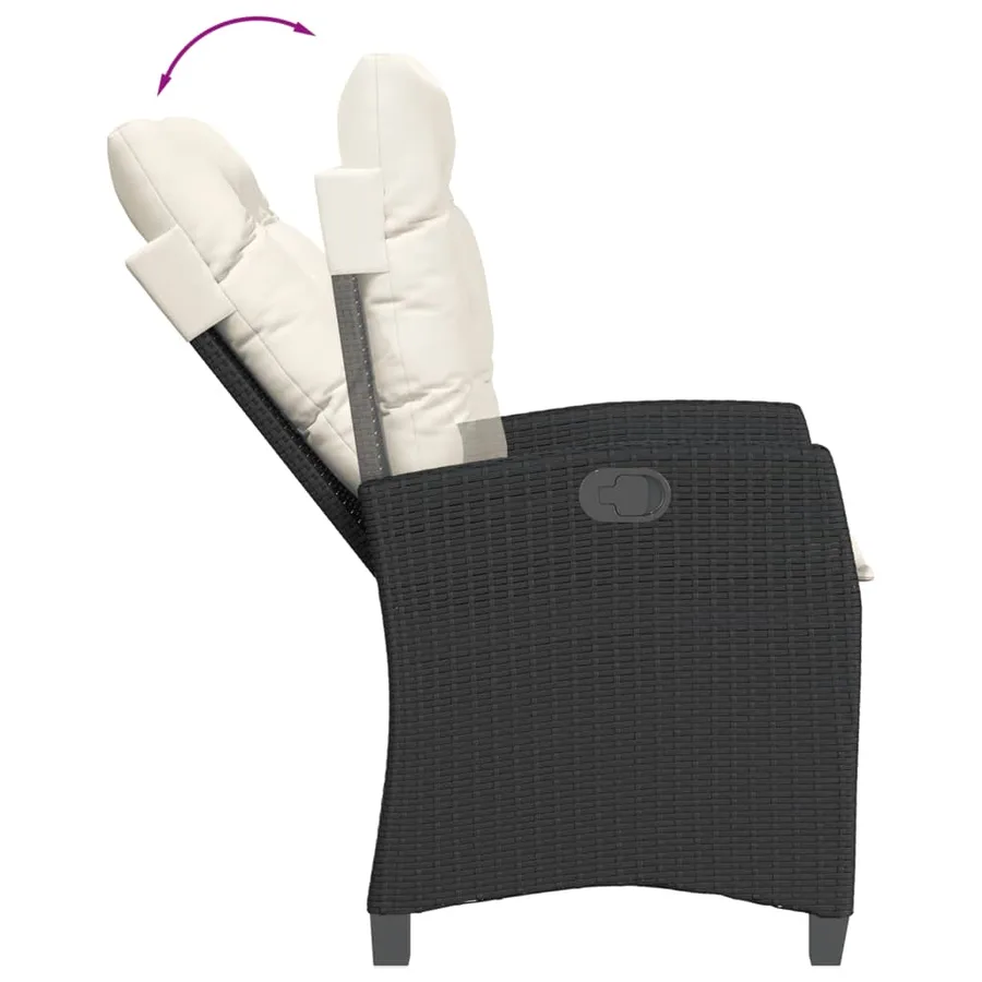 Ensemble à manger de jardin avec coussins 3 pcs Noir - 4