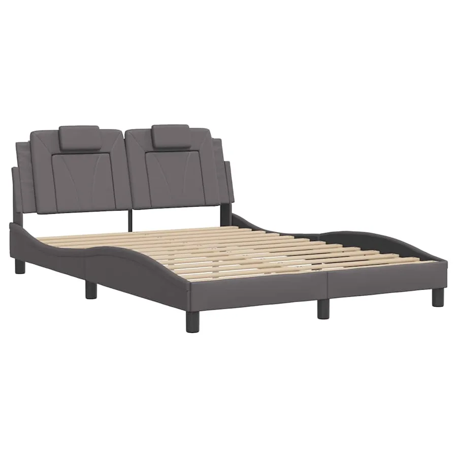 Cadre de lit Viana sans matelas gris 140x200 cm similicuir - 3