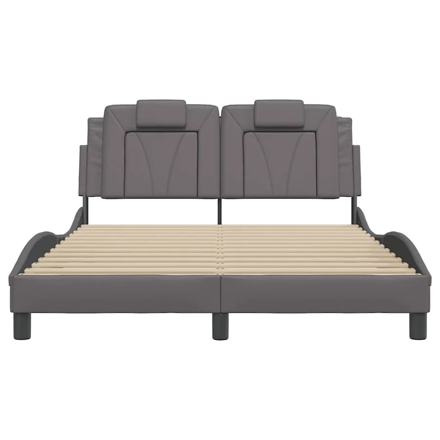 Cadre de lit Viana sans matelas gris 140x200 cm similicuir - 4