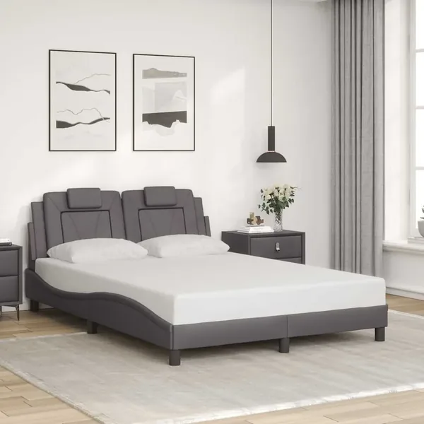 Cadre de lit Viana sans matelas gris 140x190 cm similicuir