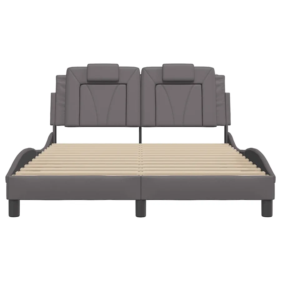 Cadre de lit Viana sans matelas gris 140x190 cm similicuir - 4
