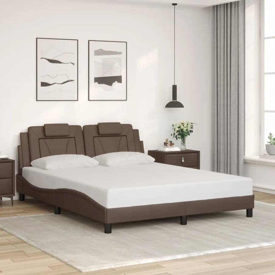 Cadre de lit Viana avec LED sans matelas marron 160x200 cm - 4