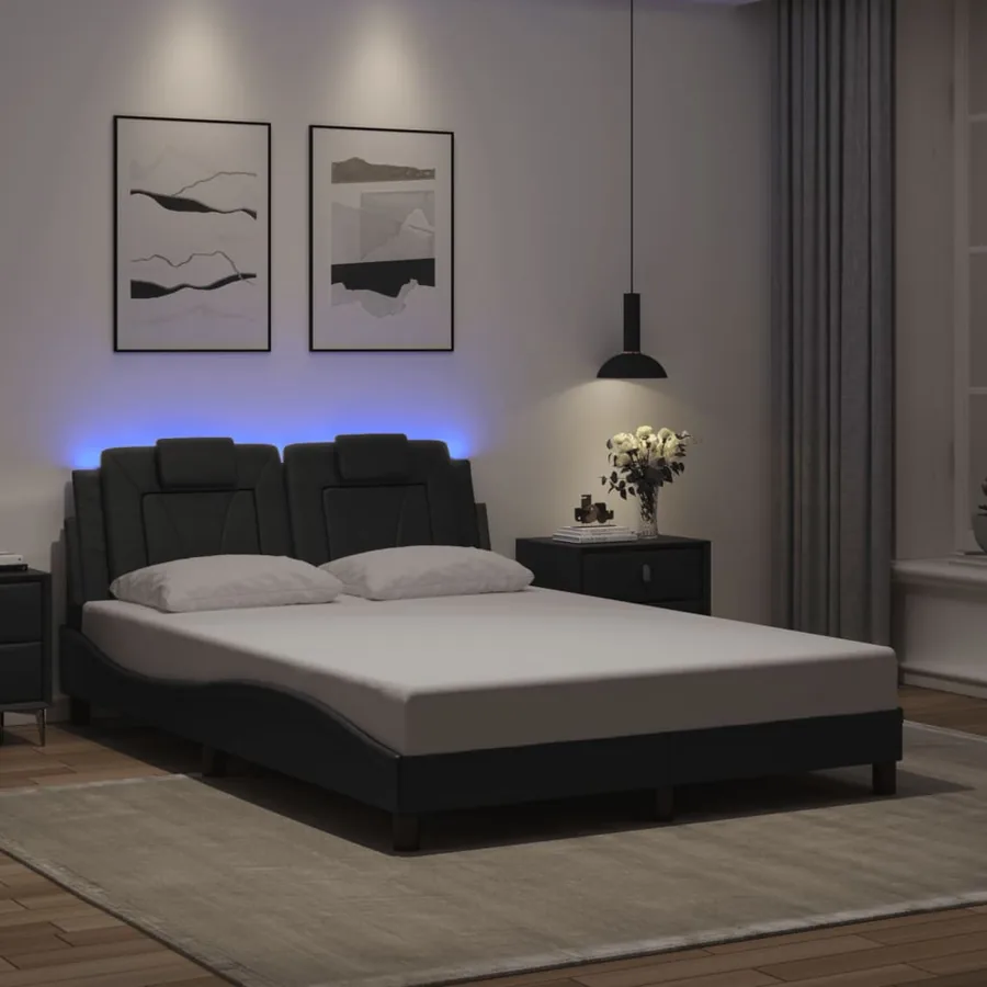 Cadre de lit Viana avec LED sans matelas gris 140x200 cm