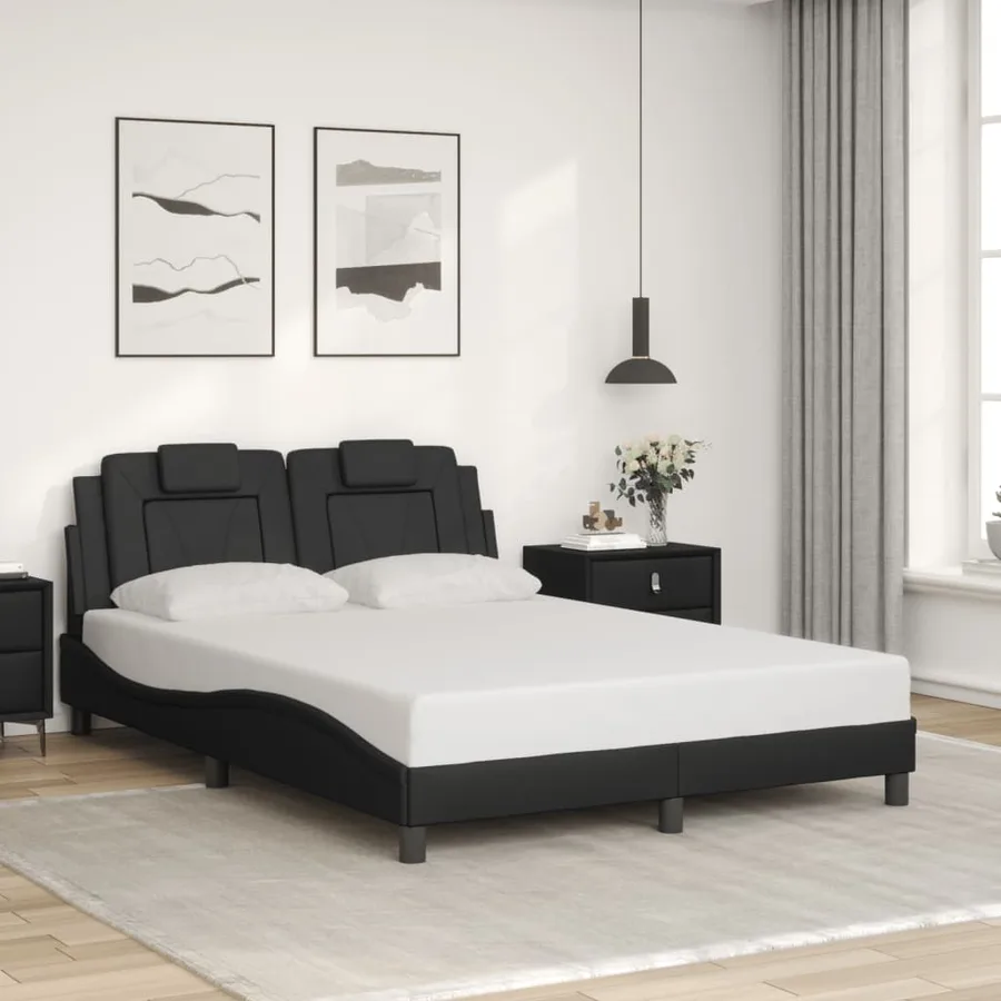 Cadre de lit Viana avec LED sans matelas gris 140x200 cm - 4