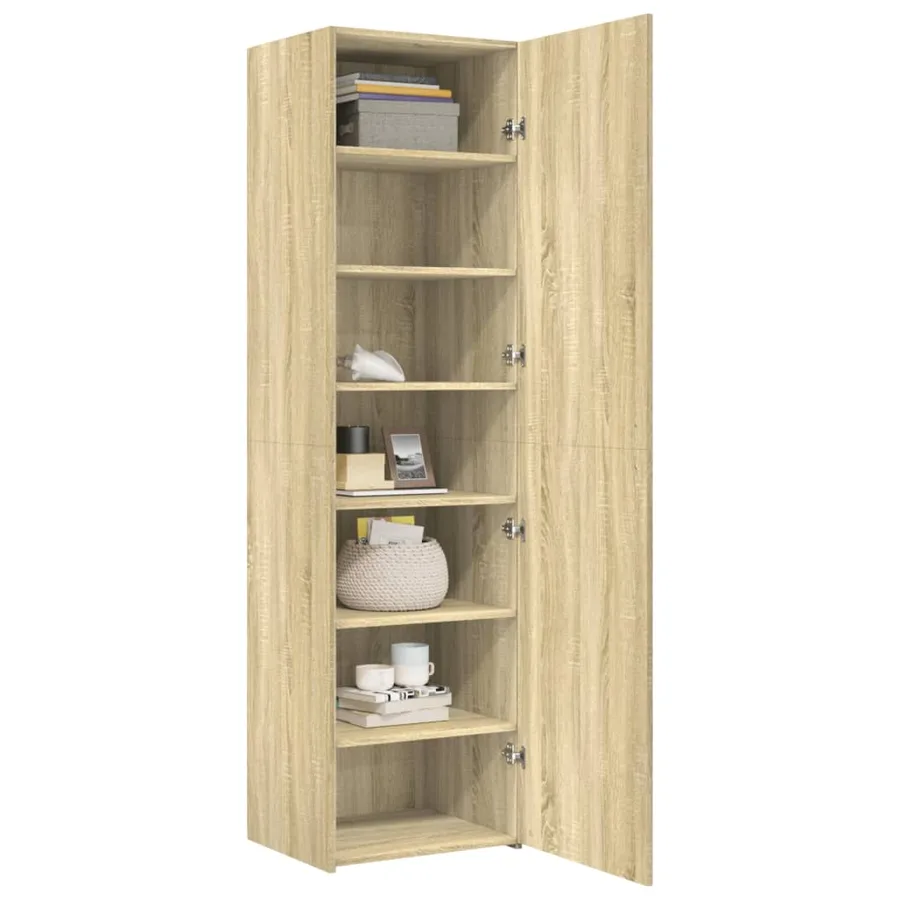 Buffet haut chêne sonoma 50x42,5x185 cm bois d'ingénierie - 7