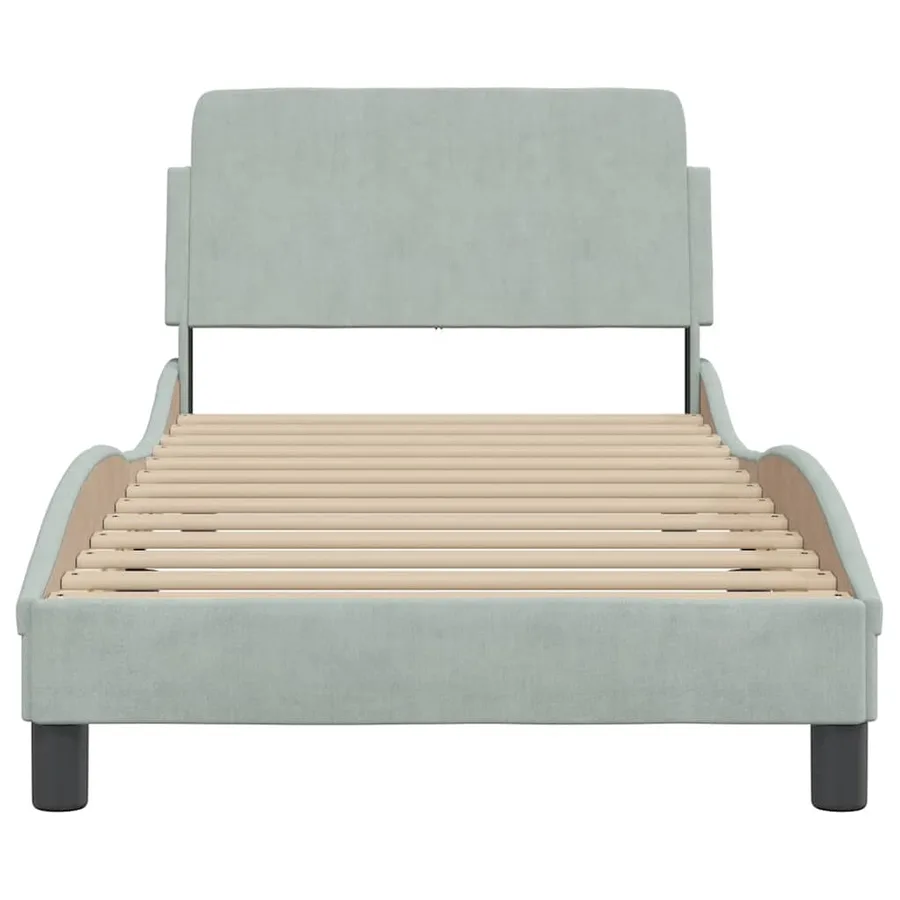 Cadre de lit Dover Gris clair 90x190 cm velours - 4