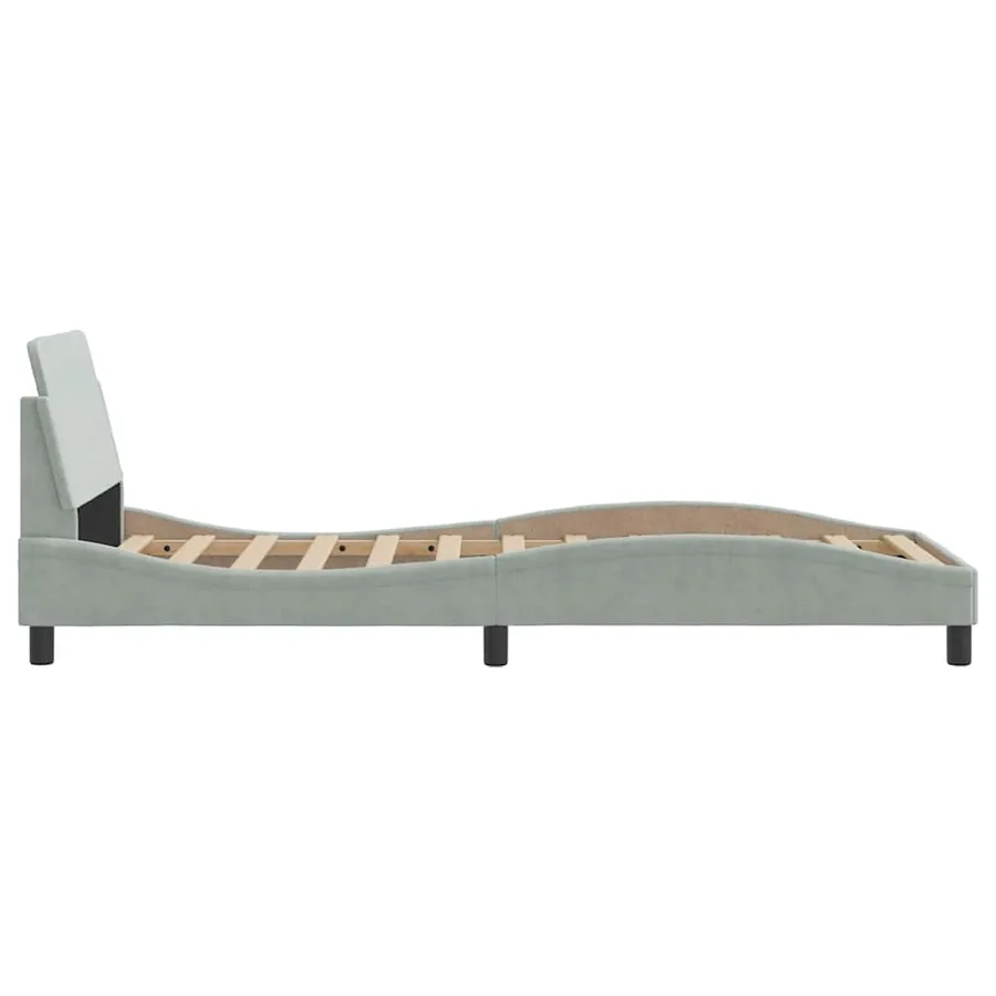 Cadre de lit Dover Gris clair 90x190 cm velours - 5