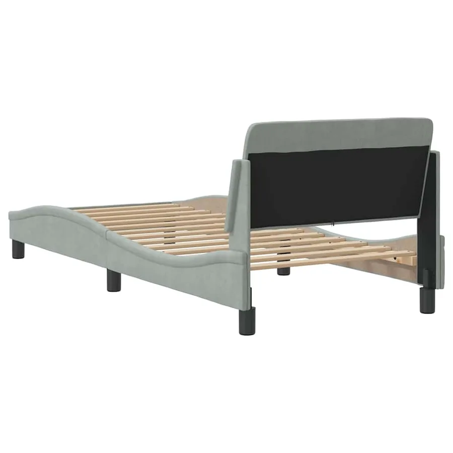 Cadre de lit Dover Gris clair 90x190 cm velours - 6