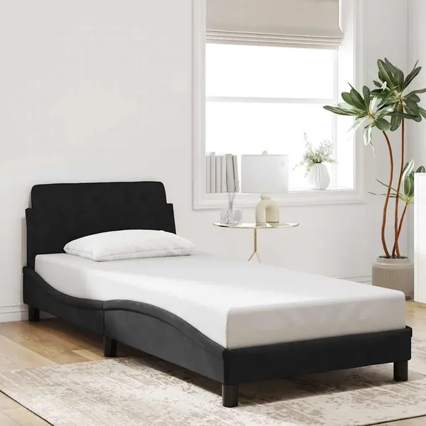 Cadre de lit Dover noir 90x190 cm velours