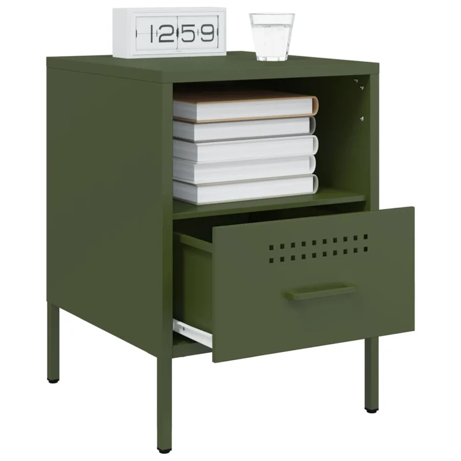 Tables de chevet 2 pcs vert olive 36x39x50,5 cm acier - 4