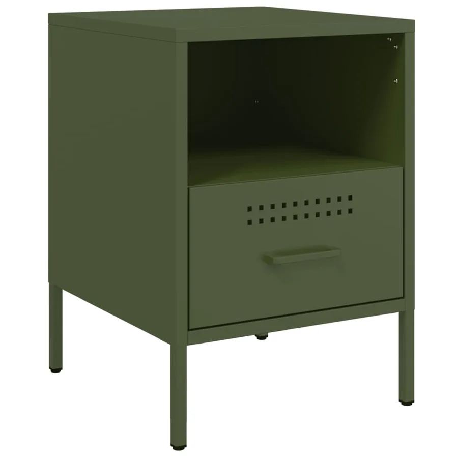 Tables de chevet 2 pcs vert olive 36x39x50,5 cm acier - 5