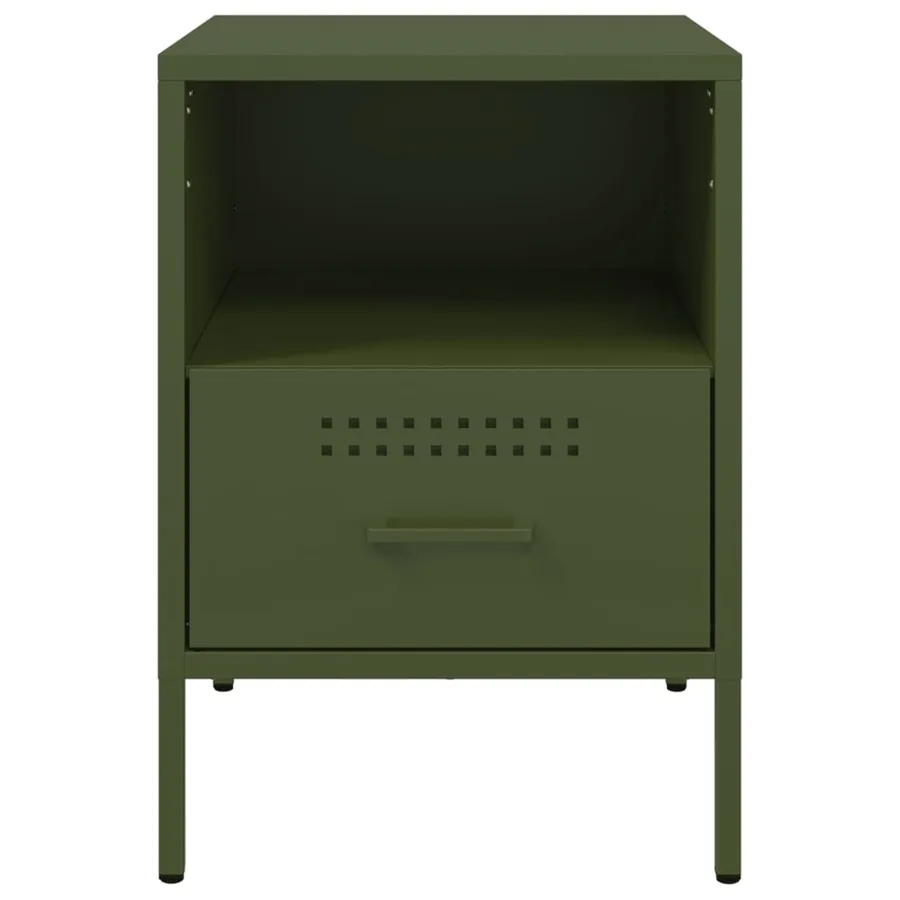 Tables de chevet 2 pcs vert olive 36x39x50,5 cm acier - 6