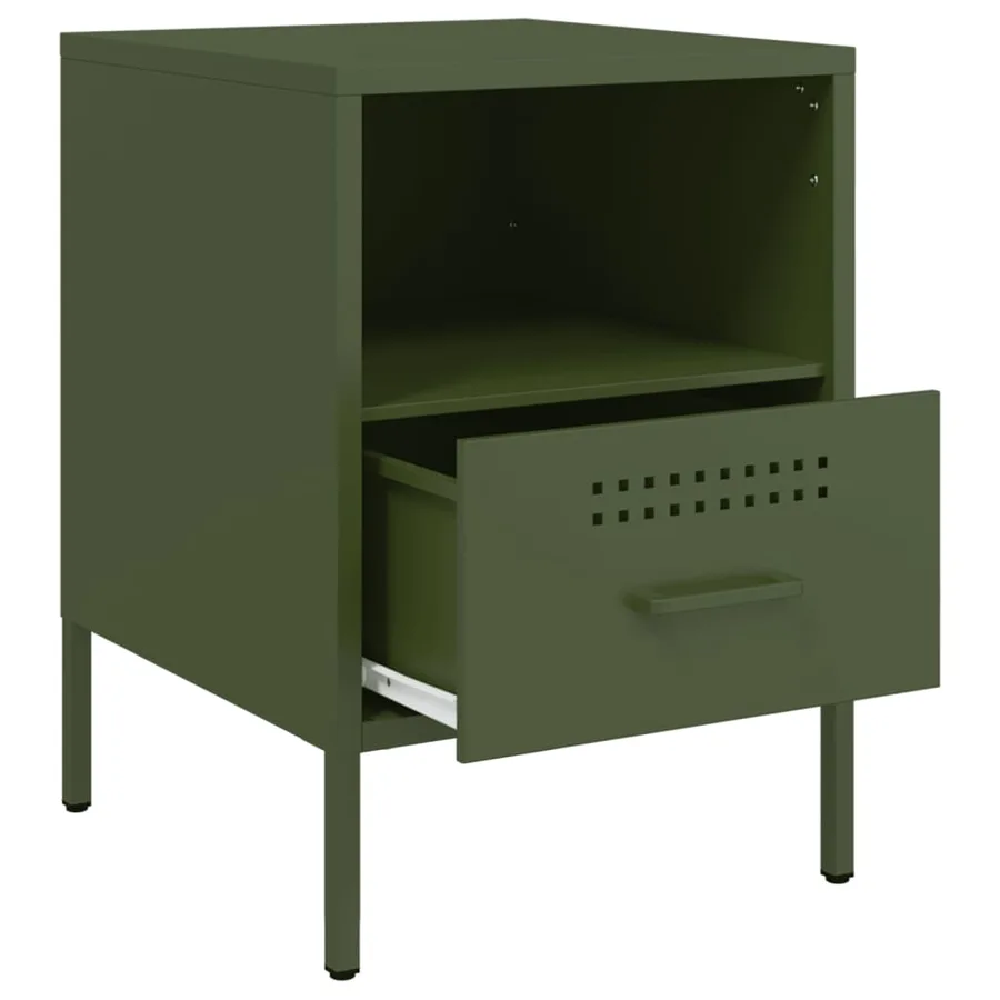 Tables de chevet 2 pcs vert olive 36x39x50,5 cm acier - 9