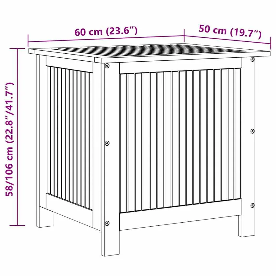 Boîte de rangement de jardin 60x50x58 cm Bois d'acacia solide - 11
