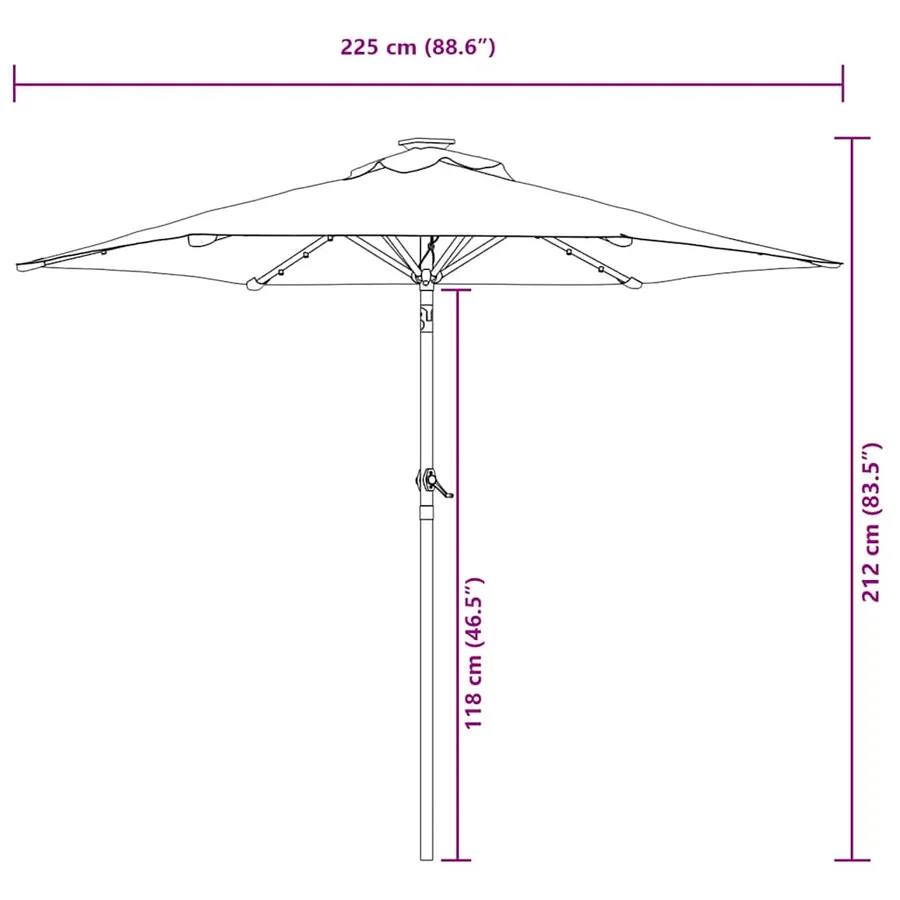 Parasol de jardin avec mât en acier vert 225x225x212 cm - 14
