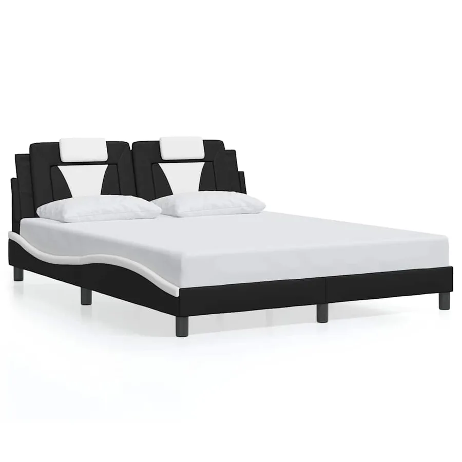 Cadre de lit Viana sans matelas noir et blanc 160x200 cm similicuir - 2