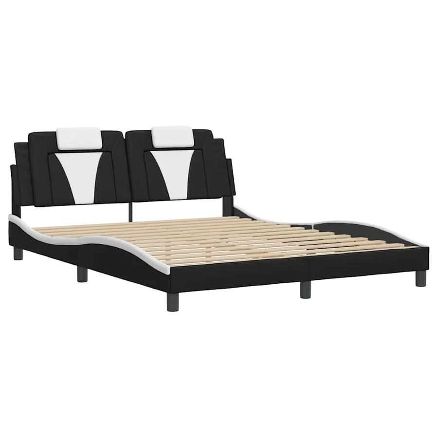 Cadre de lit Viana sans matelas noir et blanc 160x200 cm similicuir - 3
