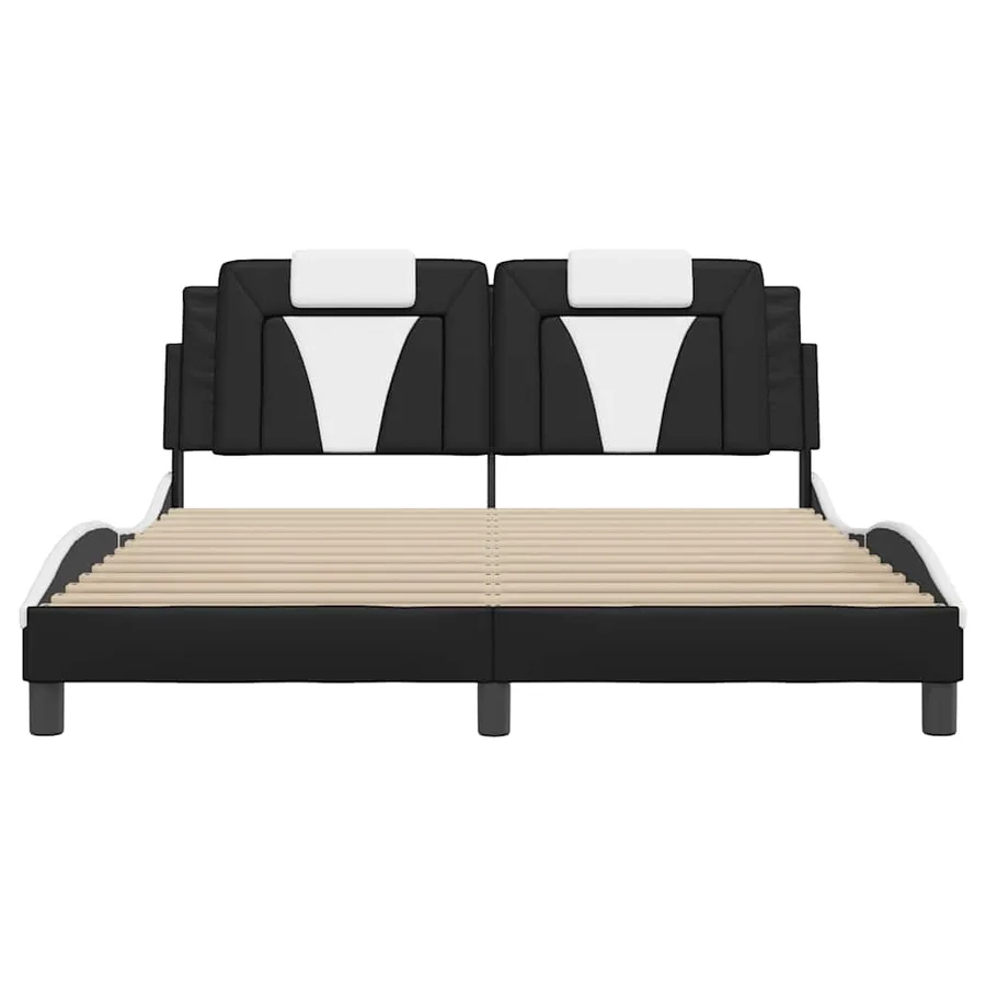 Cadre de lit Viana sans matelas noir et blanc 160x200 cm similicuir - 4