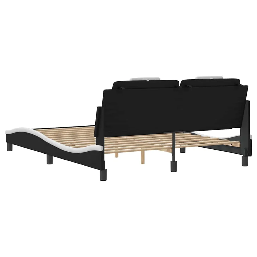 Cadre de lit Viana sans matelas noir et blanc 160x200 cm similicuir - 6