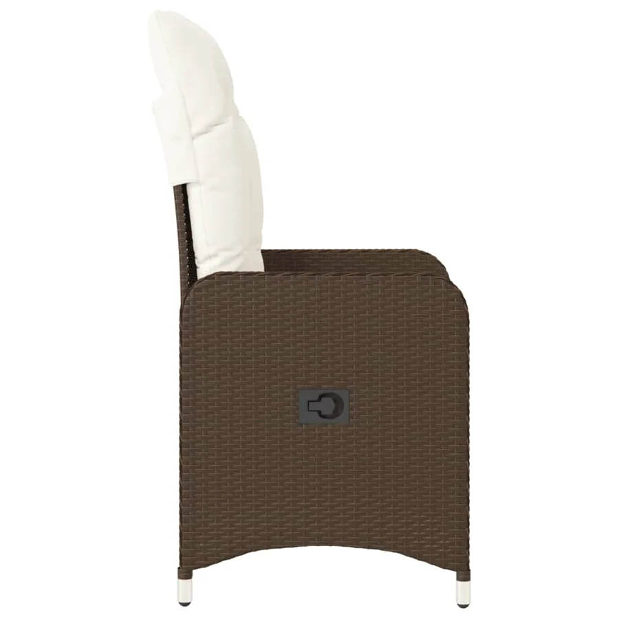 Chaises inclinables de jardin lot de 2 et coussins marron rotin - 5