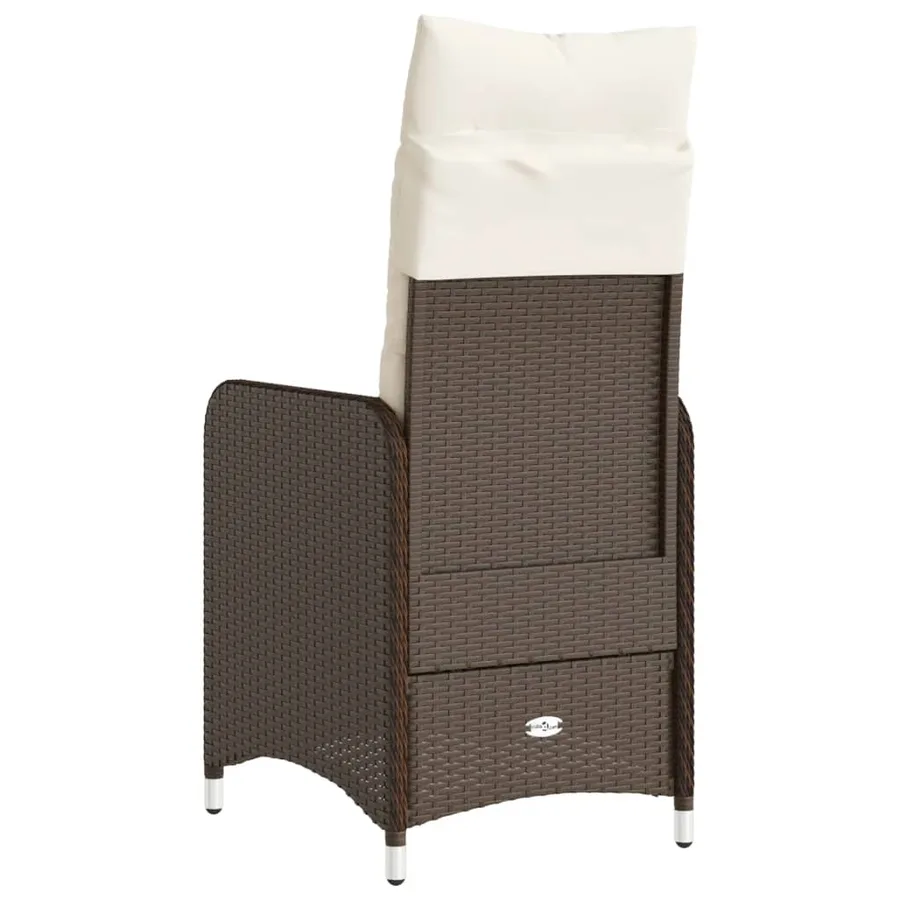 Chaises inclinables de jardin lot de 2 et coussins marron rotin - 6
