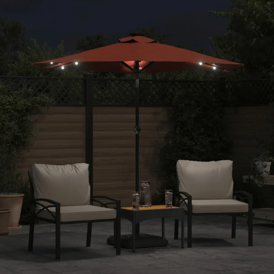 Parasol de jardin LED et mât en acier terre cuite 225x225x212cm - 3