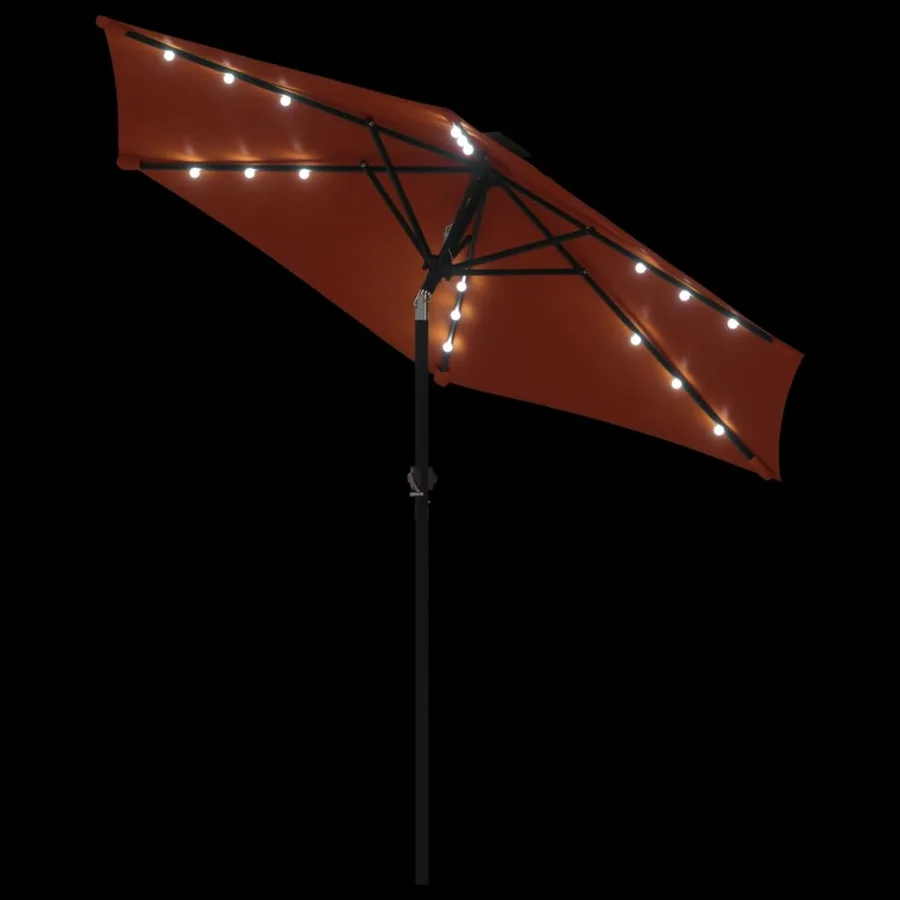 Parasol de jardin LED et mât en acier terre cuite 225x225x212cm - 8