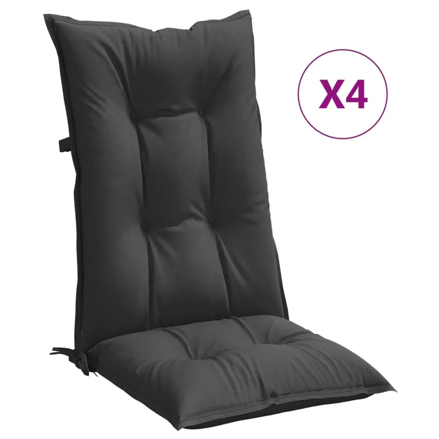 Coussins de chaise à dossier haut lot de 4 anthracite mélangé - 2