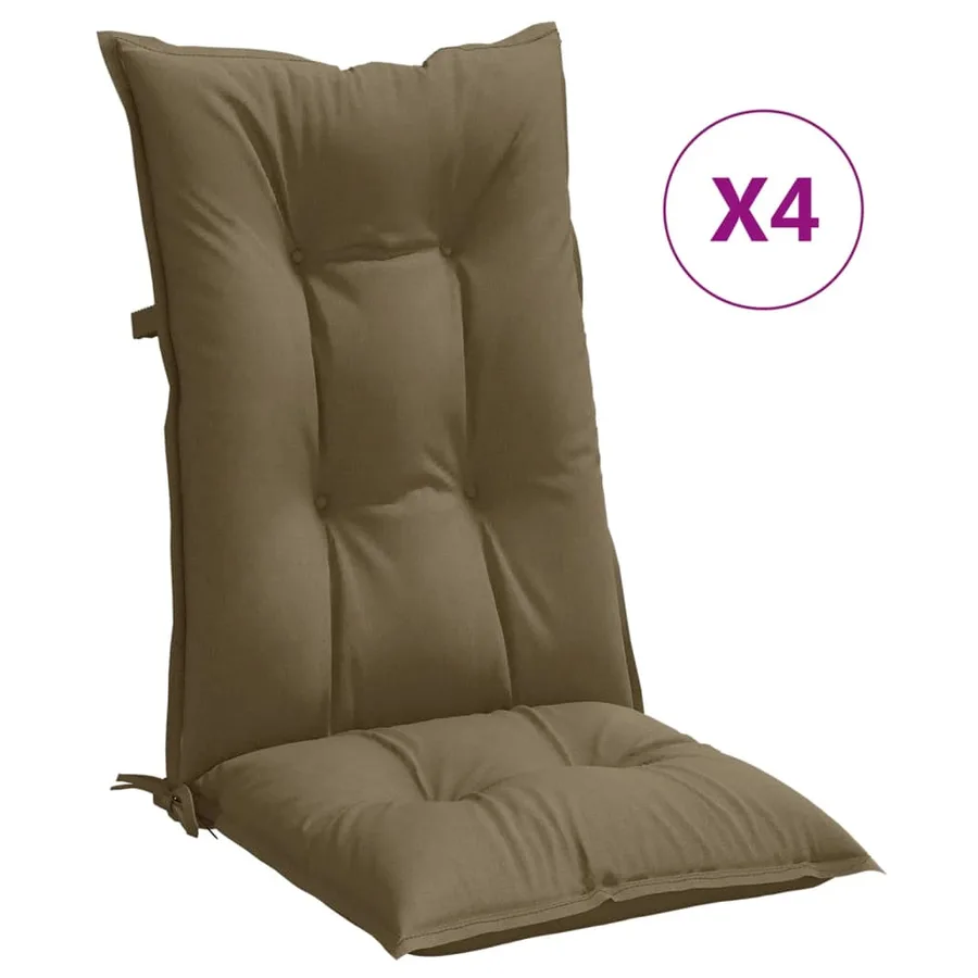 Coussins de chaise à dossier haut lot de 4 taupe mélangé tissu - 2