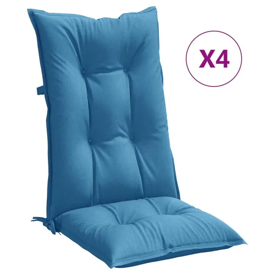 Coussins de chaise à dossier haut lot de 4 bleu mélangé tissu - 2