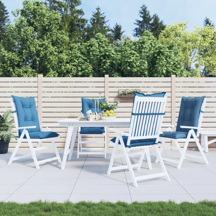 Coussins de chaise à dossier haut lot de 4 bleu mélangé tissu - 3