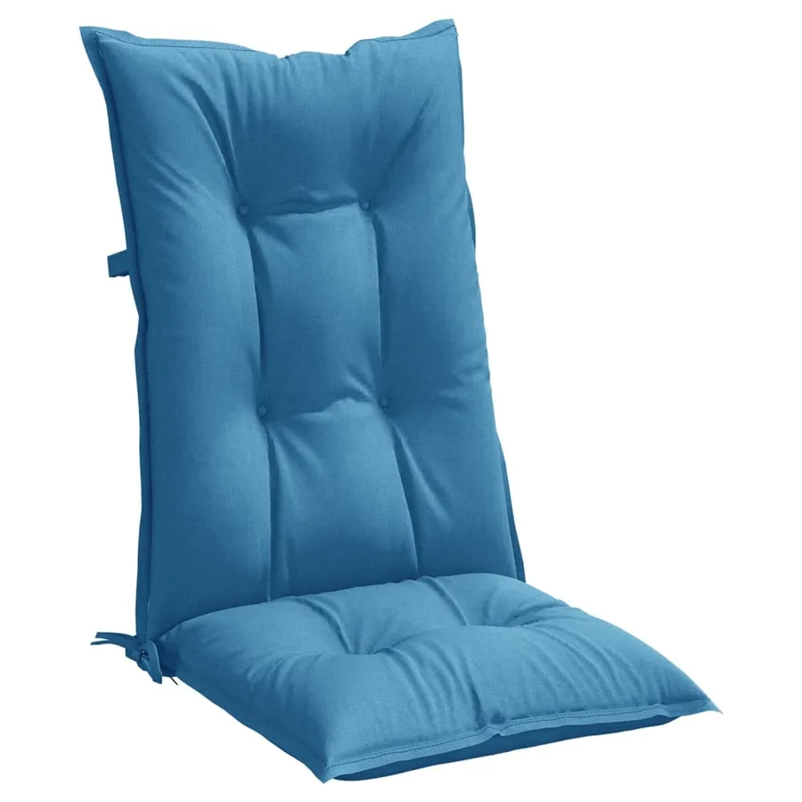 Coussins de chaise à dossier haut lot de 4 bleu mélangé tissu - 5