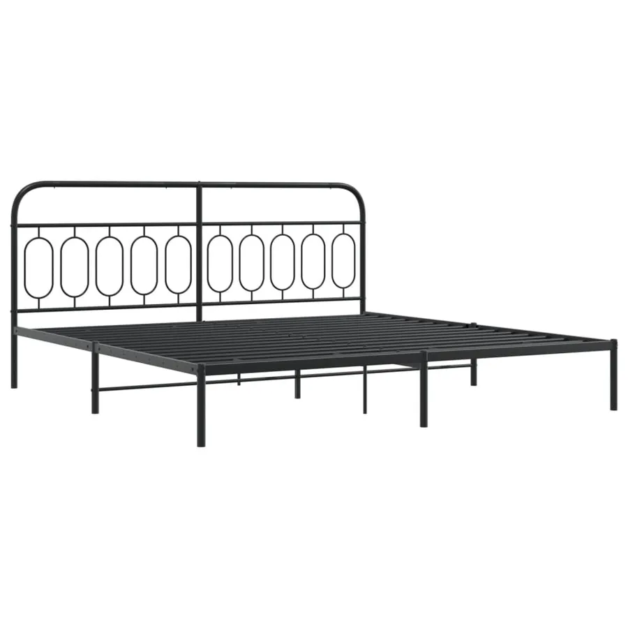 Cadre de lit métal sans matelas avec tête de lit noir 200x200cm - 3