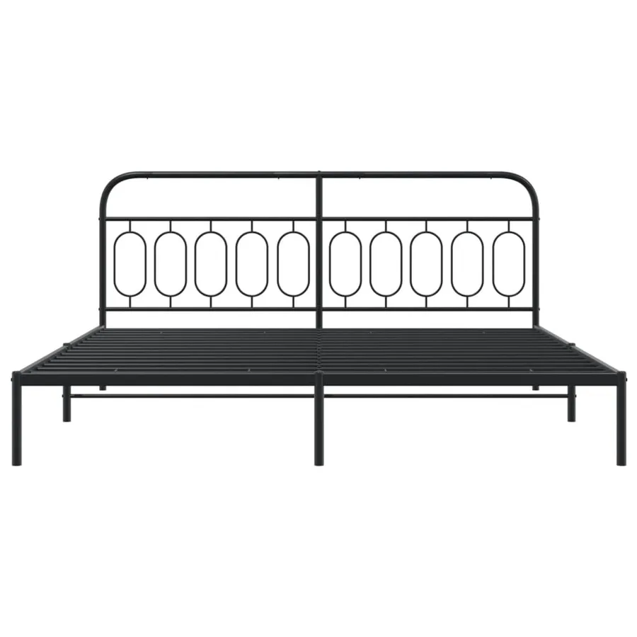 Cadre de lit métal sans matelas avec tête de lit noir 200x200cm - 4