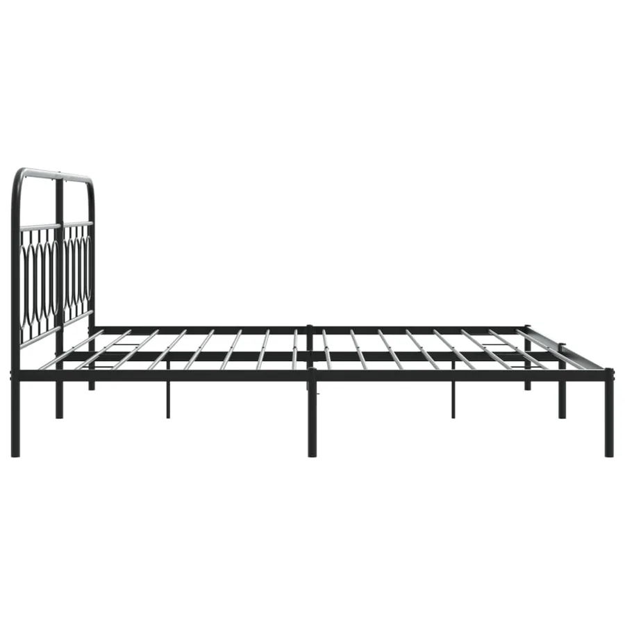 Cadre de lit métal sans matelas avec tête de lit noir 200x200cm - 5